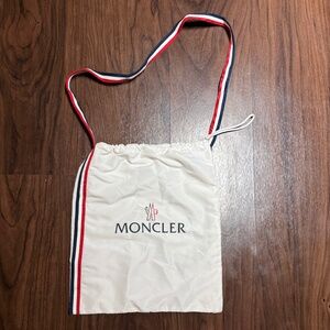 MONCLER White Nylon Ribbon Trim Drawstring Logo Bag Pouch Dust Bag Tote NWOT